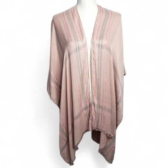 NWT LC Lauren Conrad Kimono Wrap Women's Metallic Striped Open Front OS - Picture 1 of 7